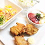 カレー味の鶏の唐揚げで晩御飯　鉄男
