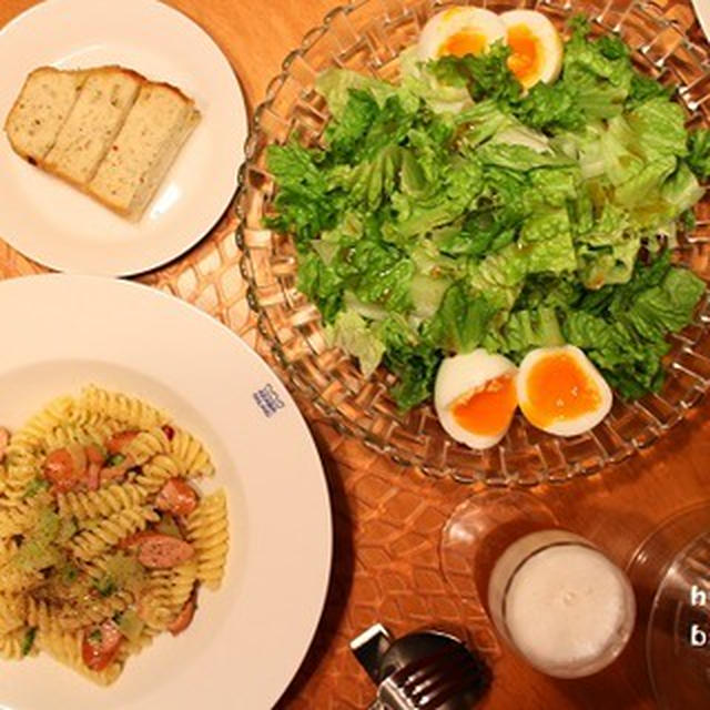 『燻製ソーセージとブロッコリーのパスタ』な夜ごはん。