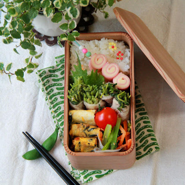 豚の豆苗巻蒸し弁当