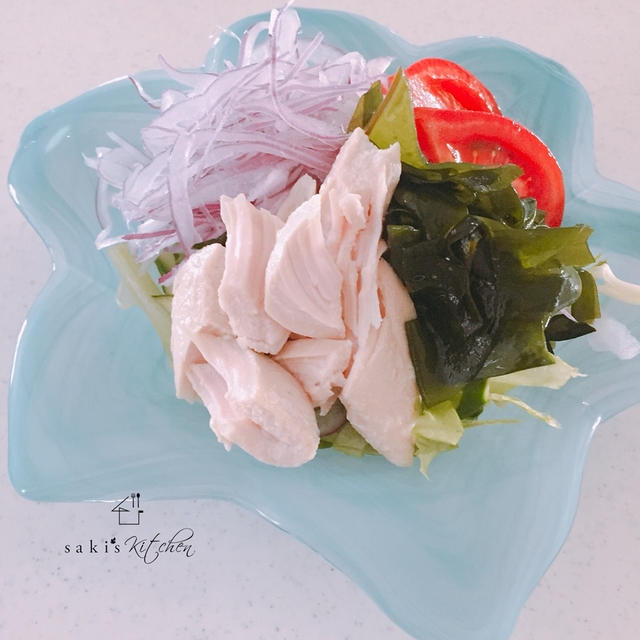 味噌ドレッシング♡蒸し鶏とワカメのサラダ＊料理教室
