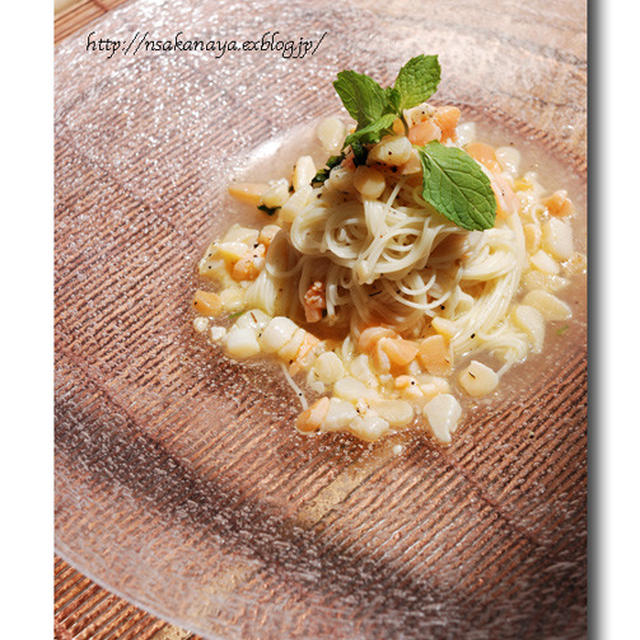 小柱とスペアミントの和風イタリアンな素麺 レシピブログ