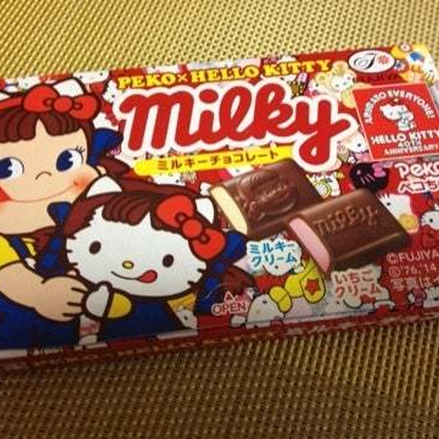 キティちゃんに口が！　#なつかしの写真　2014年8月　キティちゃんとペコちゃんのコラボ　