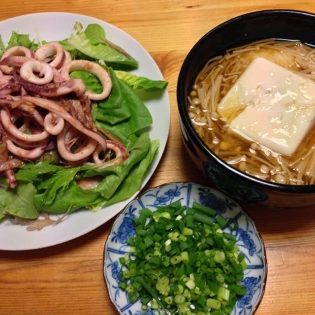 イカの生姜味噌焼き　長芋豆腐