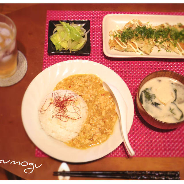 マーボー春雨丼＊米粉のモチモチ焼き＊