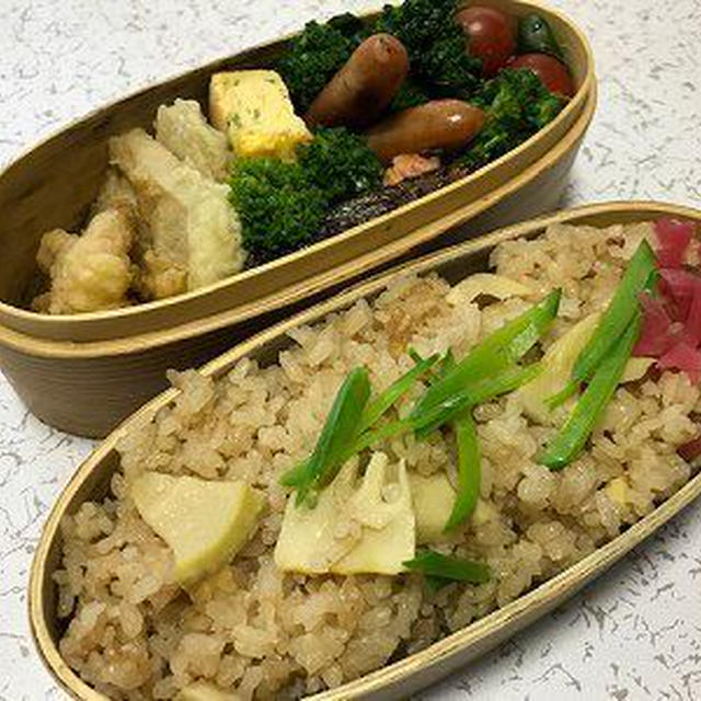筍ご飯と筍の天ぷら弁当
