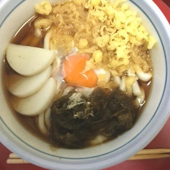 時短簡単　月見たぬきとろろうどん