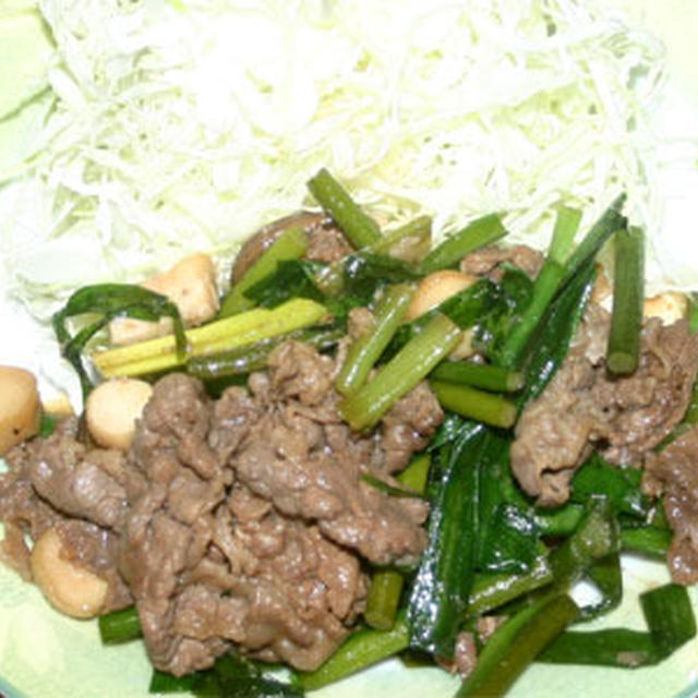 牛肉とにんにくの芽の炒め物