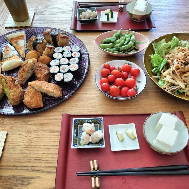 丑の日につき、牛サラダとオードブル盛り合わせ作って昼から家呑み