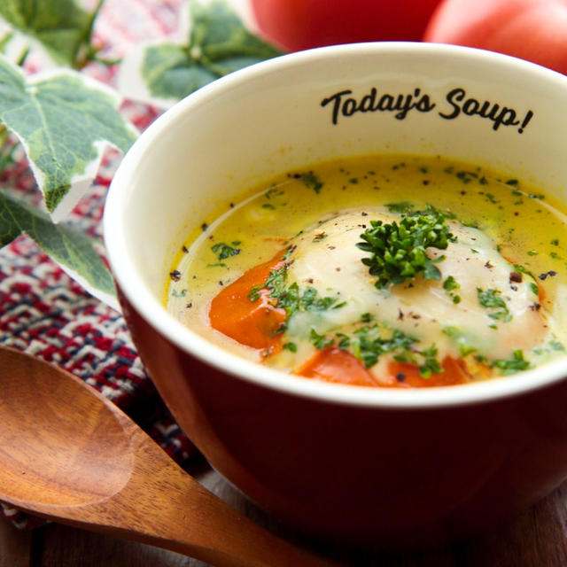 【レシピ付き】ルー不使用！時短♪カレー風味のトマトマグカップスープ(S＆Bタイアップ）