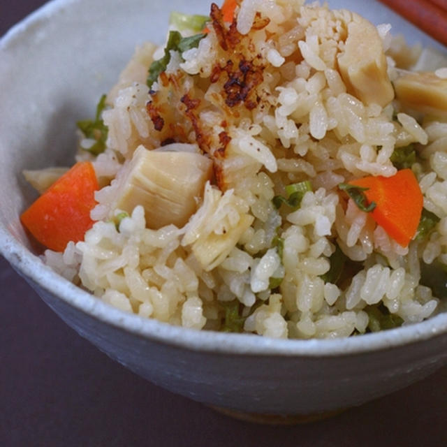 ルクルーゼ*　帆立と大根の炊き込みご飯*