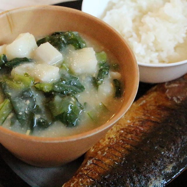 スッキリしない朝ご飯･･･汁の無い味噌汁になっちゃいました・・・