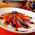 秋刀魚の柿酢締めと柿の糠漬けのカルパッチョは美味しい