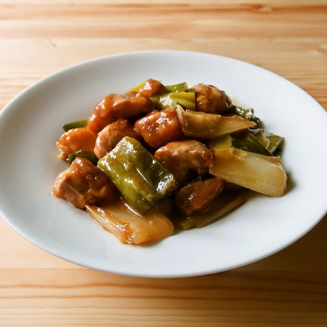 長ねぎと鶏もも肉のねぎま風炒め