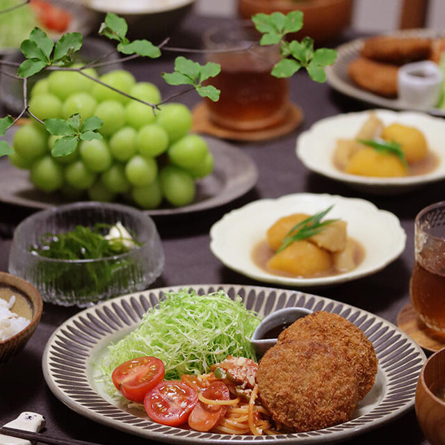 【献立】牛たんメンチカツと、じゃがいもとほたてのバター醤油煮と。～感謝は人の心を豊かにする～