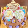 連名でのお祝いに♡ポムポムプリンと恐竜イラストのケーキ