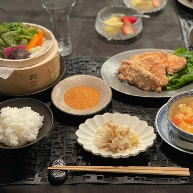 大鶏排（ダージーパイ）もどきと、蒸し野菜とかの夜ごはん　＆楽天マラソンで食品など