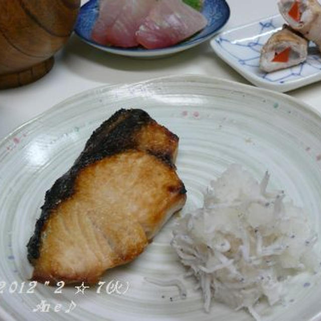 ブリ塩焼き＆干菜汁…夜ご飯