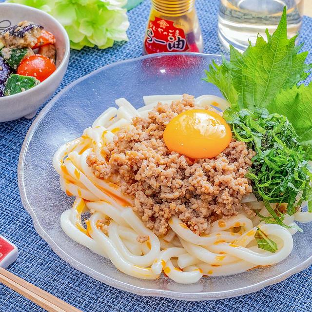 レンジでラク旨✨大葉香る肉味噌うどん