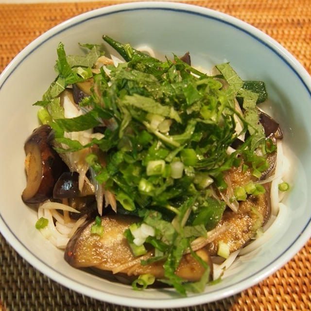 茄子とオクラの素麺～♪