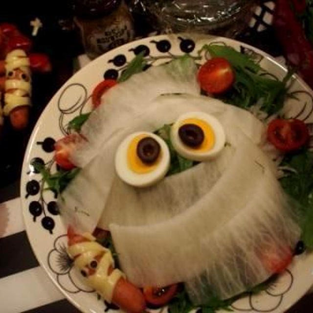 ハロウィンパーティー☆ミイラのサラダ簡単可愛い！！