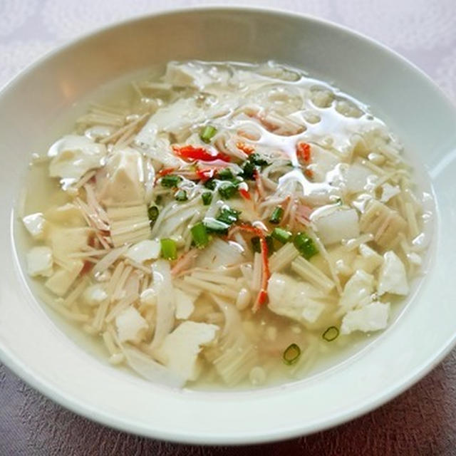 優しいお味♪ ～かにと山芋の豆腐あんかけスープ