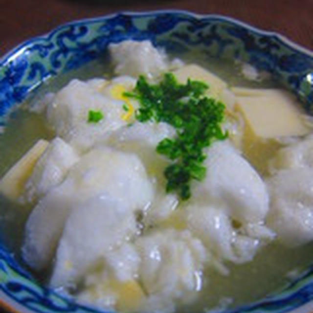 「豆腐と玉蜀黍のスープ」