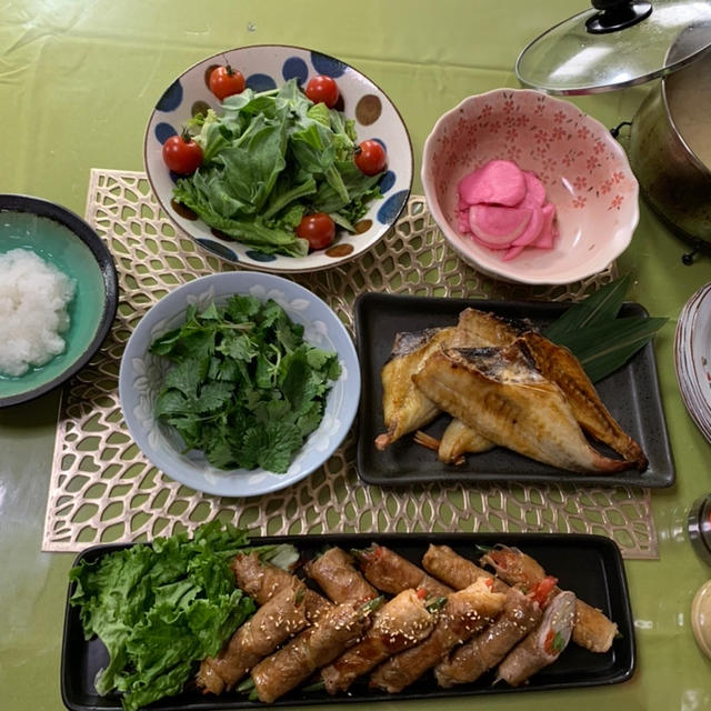 豚ロースの野菜巻き　＆　赤魚のうまみ干し～♡