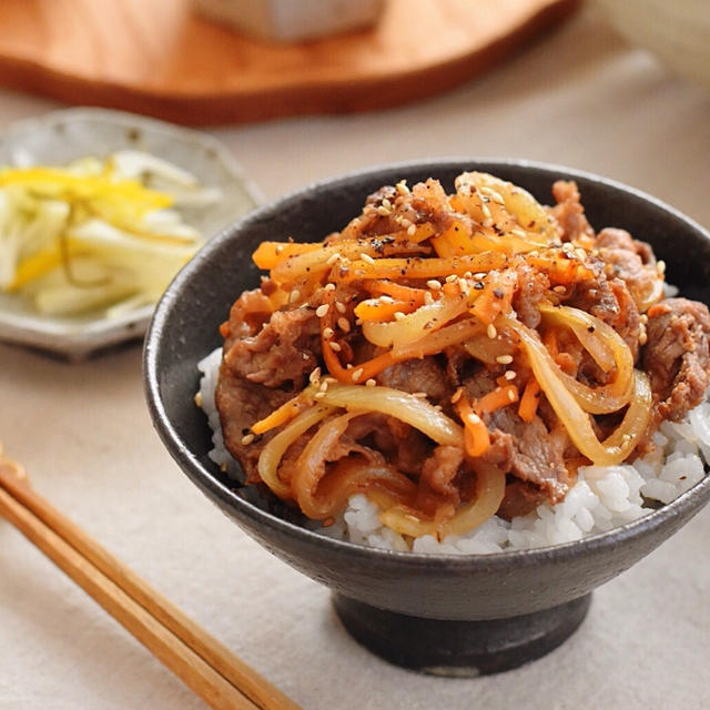 レシピ　牛肉の甘辛味噌炒め