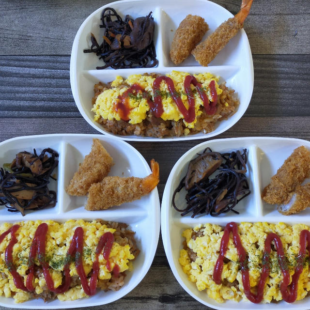 失敗ハンバーグはリメイクで食べきる！オムライスで晩ごはん＼(^o^)／