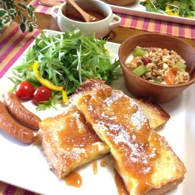 塩キャラメルフレンチトーストde朝ごはん♡…レシピブログさんに♪