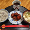 豆腐の味噌汁と肉団子の黒酢あんかけ