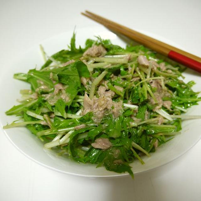 【食材2つ】水菜とツナの簡単サラダ♪ゆず風味♪