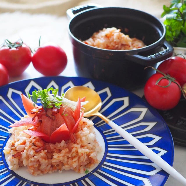 ♡丸ごとトマトの炊き込みピラフ♡トマトの旨味を逃しません♡