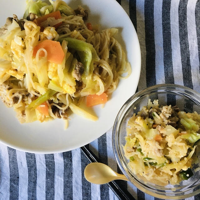 介護食：そうめんチャンプルー　＆　お金足りなかったのー。