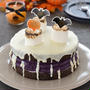 Black&White ハロウィンケーキ。【ブラックスポンジ・ホワイトチョコがけ・混ぜるだけ紫芋クリーム・簡単デコレーション】
