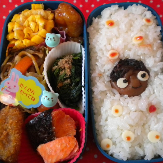 梅干しで変な顔のお弁当できちゃった！！