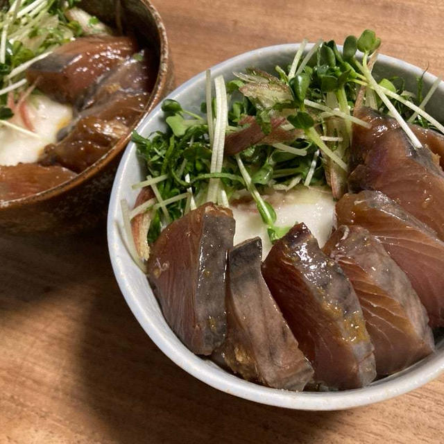 薬味たっぷりカツオの漬け丼♪