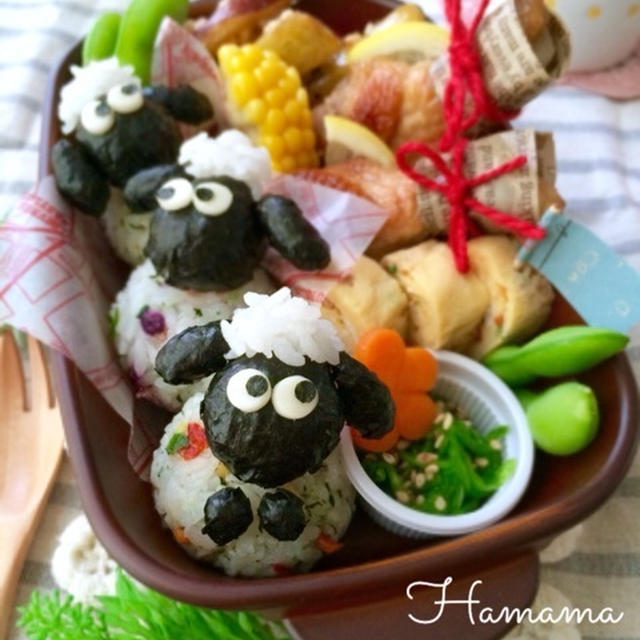 ひつじのショーンとルルロロちゃんのお家弁当♡