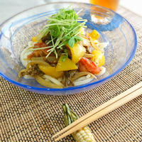 ＊【レシピ】牛肉と夏野菜のカレー混ぜうどん＊