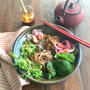 Soba Natto Bean Salad with Umeboshi Plum Dressing蕎麦と納豆のサラダ、梅ドレッシング