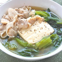 サッパリ！が美味しい〜レタスと豆腐と豚しゃぶのスープごはん。