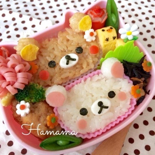カップで簡単♪リラックマ&コリラックマのお弁当
