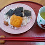 ご飯と梅大葉ささみカツと海苔など