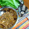 肉キムチ納豆のレタス包み