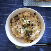 愛知県産：夫が持ってきた山菜で作るおこわ