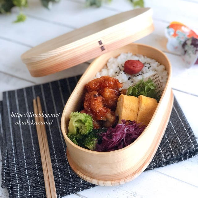 甘辛唐揚げ弁当【本日のお弁当】＊次男幼稚園時代のお弁当
