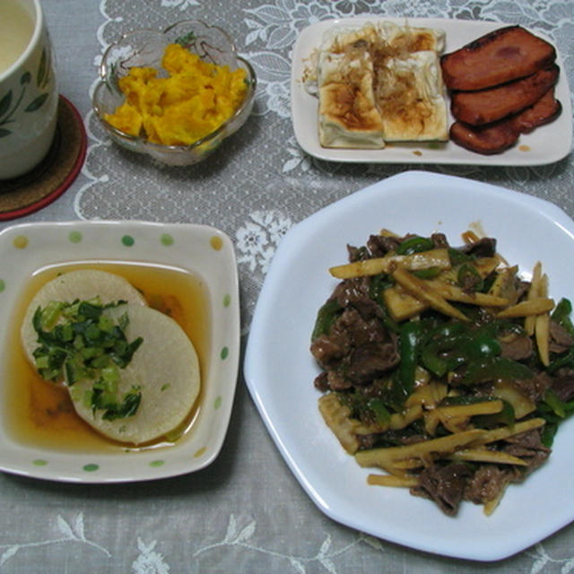 夜ご飯(111219)チンジャオロースとふろふき大根の献立