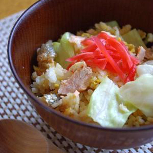秋鮭＆キャベツ炒飯