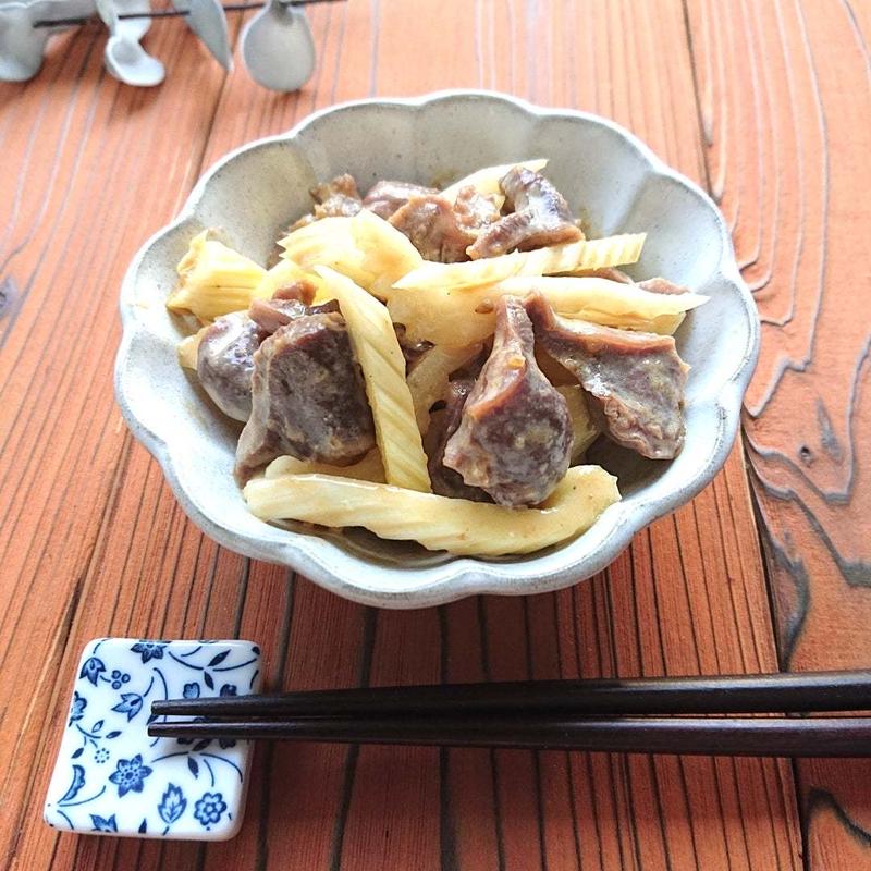 ５分健康への近道♪砂肝とセロリの焼肉のたれマヨ和え