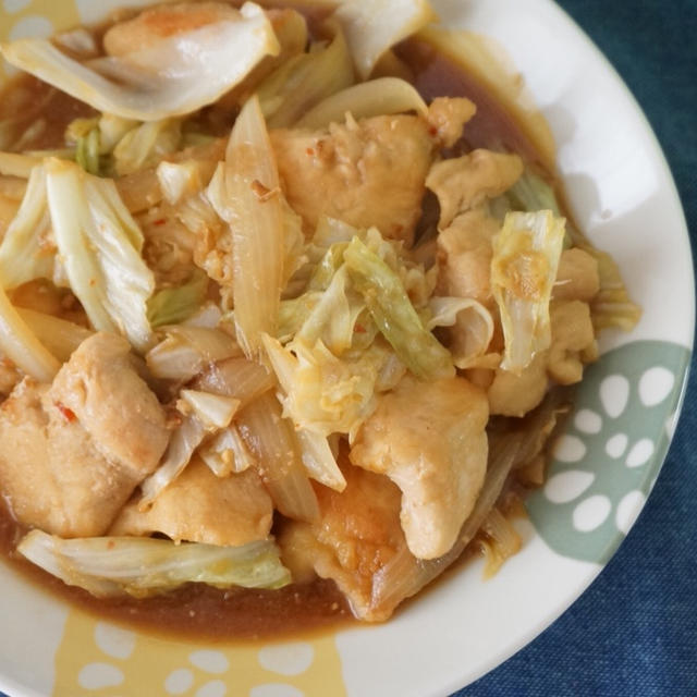鶏むね肉とキャベツのこってり味噌ダレ炒め-簡単✻時短✻節約